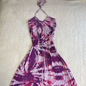 L8teR Women Vintage Y2K Purple Tie Dye Halter Maxi Dress